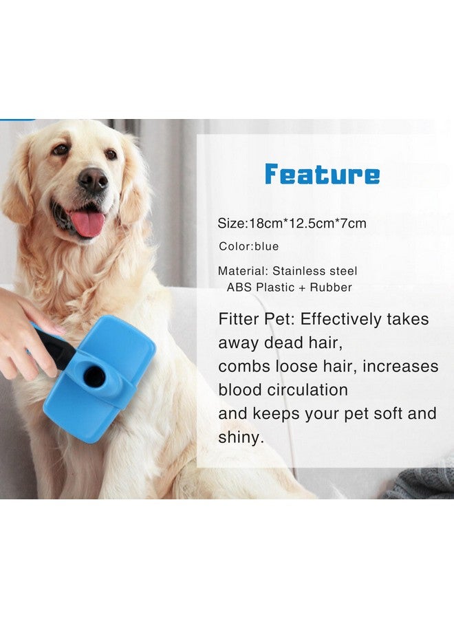 3-in-1 Pet Grooming Set - Self-Cleaning Slicker Brush, Deshedding Rake Comb, and Finger Toothbrush for Dogs & Cats | Perfect for Grooming, Dematting, and Dental Care (blue) - Image 5