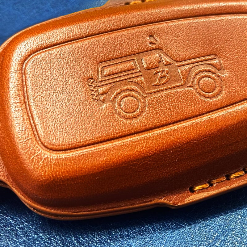 LSAUTO Car fob Cover Compatible with Ford Bronco.Genuine Leather Key Fob Cover with Keychain- Yellow (Yellow) - Image 3