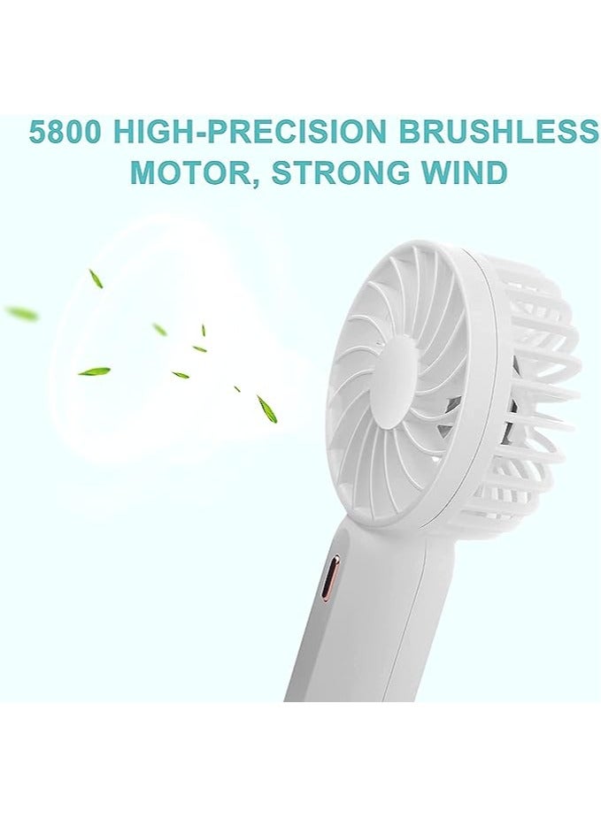 إسكدنيا Handheld Mini Fan Battery Operated Small Personal Portable Fan Speed Adjustable USB Rechargeable Fan for Kids Girls Women Men Home Office Indoor Outdoor Travelling (White) - Image 2