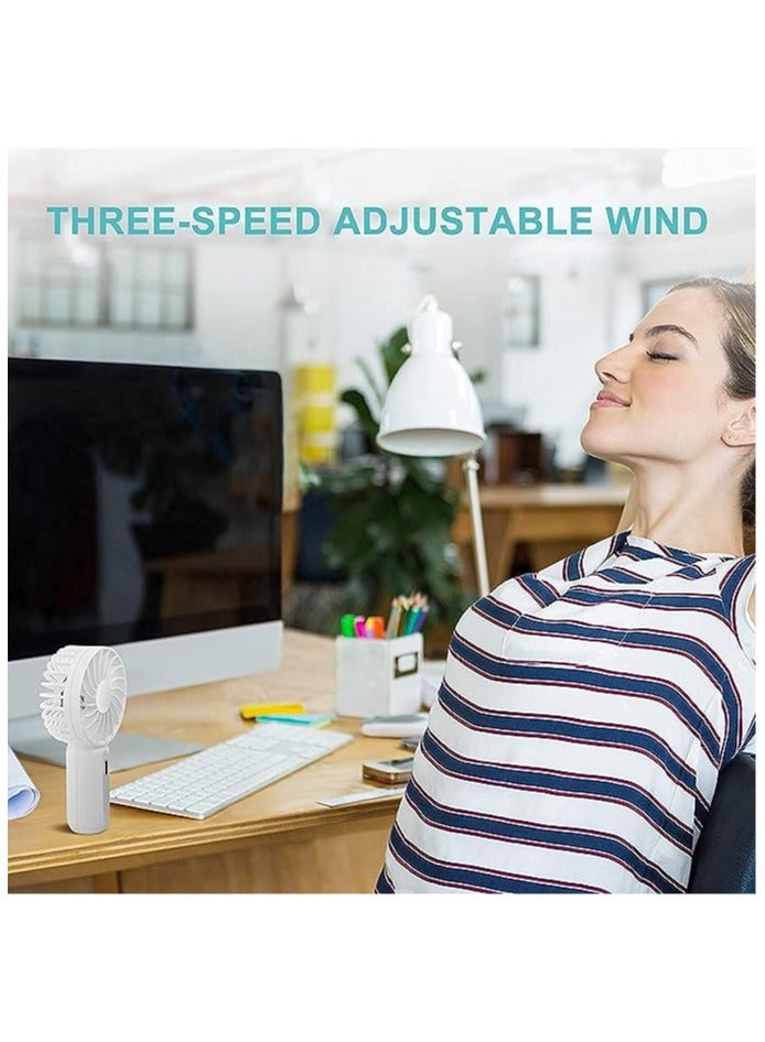 إسكدنيا Handheld Mini Fan Battery Operated Small Personal Portable Fan Speed Adjustable USB Rechargeable Fan for Kids Girls Women Men Home Office Indoor Outdoor Travelling (White) - Image 5