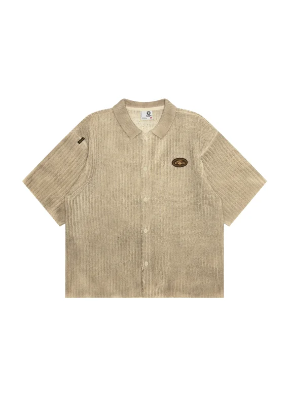 AAPE AAPEUNVS moonface logo knit button down shirt