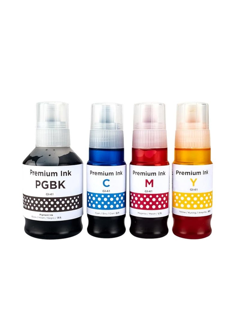 Terabyte GI-41 ink set 4-Pack (PigmentBlack Cyan Magenta Yellow) GI 41 Compatible for CANON PIXMA G1420/G2420/G2460/G3420/G3460  - Image 1