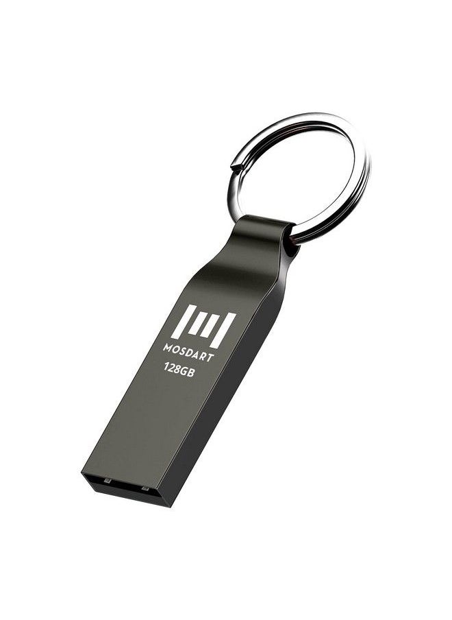 mosDART 128Gb Waterproof Usb 2.0 Flash Drive With Keychain Exfat Thumb Drive Metal Zip Drive 128 Gb Shockproof Jump Drive 128G Memory Stick For Storage And Backup Titan Gray  - Image 1