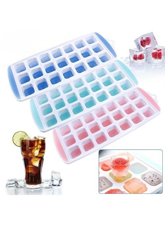 3 قطع من قوالب مكعبات الثلج المصنوعة من السيليكون المرن - 21 قسمًا لتجميد المشروبات والعصائر وأطعمة الأطفال - تصميم ملون، قابلة للتكديس وسهلة الفك، مثالية للمطبخ والحفلات - Image 1