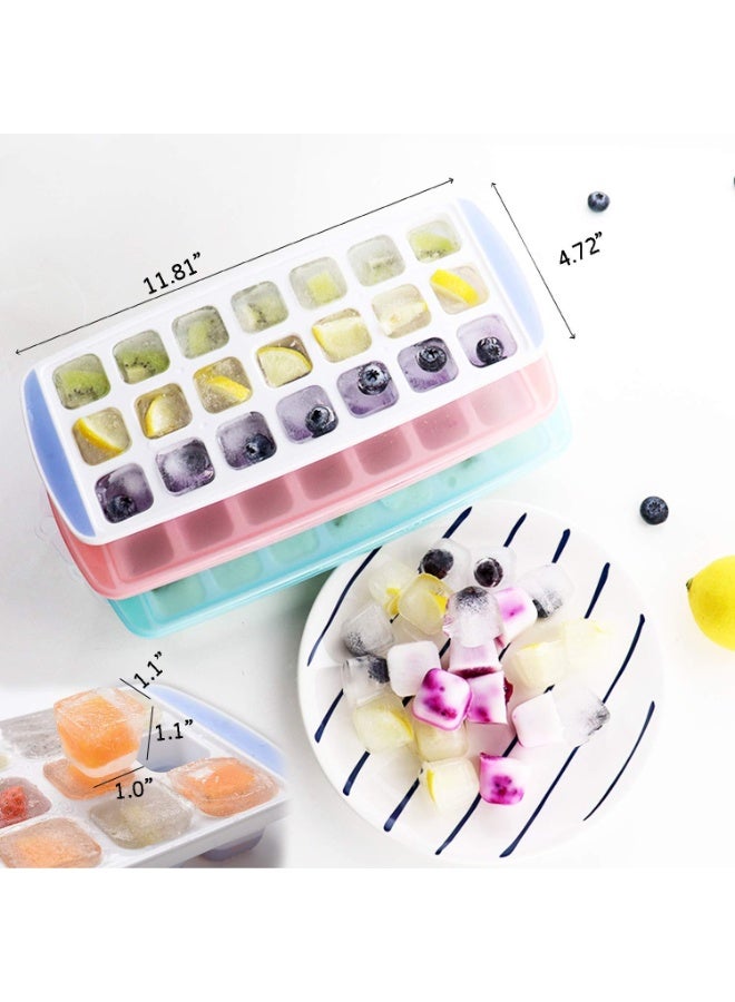 3 قطع من قوالب مكعبات الثلج المصنوعة من السيليكون المرن - 21 قسمًا لتجميد المشروبات والعصائر وأطعمة الأطفال - تصميم ملون، قابلة للتكديس وسهلة الفك، مثالية للمطبخ والحفلات - Image 5