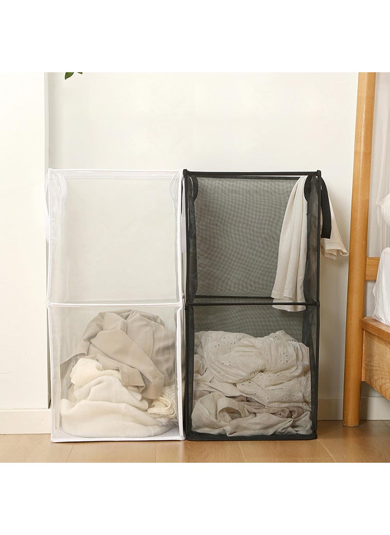 SUNBEET SUNBEET Laundry Hamper Bag with Handles DoubleLayer Collapsible Laundry Basket Foldable Dirty Clothes Mesh Popup Hamper for Washing Storage Kids Room Dorm or Travel PACK OF 2  - Image 5