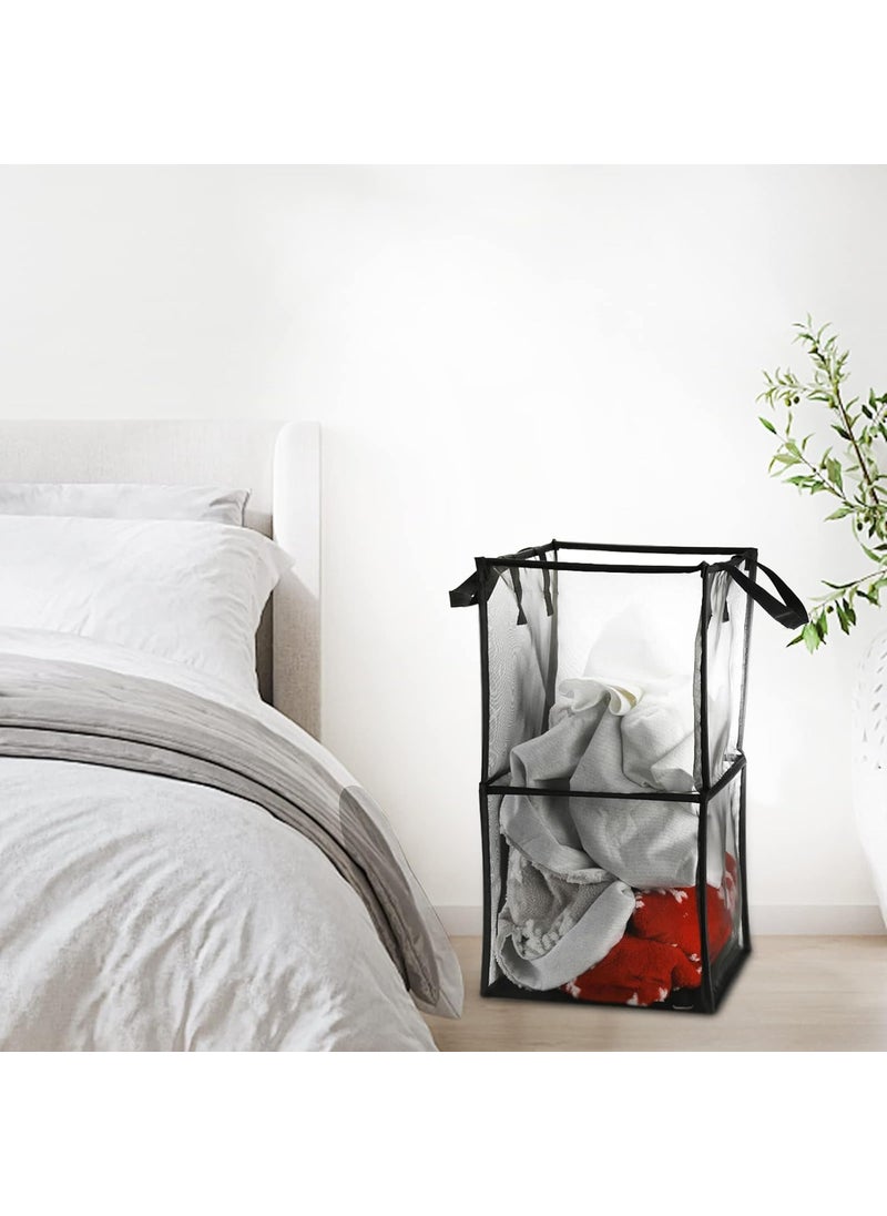 SUNBEET SUNBEET Laundry Hamper Bag with Handles DoubleLayer Collapsible Laundry Basket Foldable Dirty Clothes Mesh Popup Hamper for Washing Storage Kids Room Dorm or Travel PACK OF 2  - Image 3