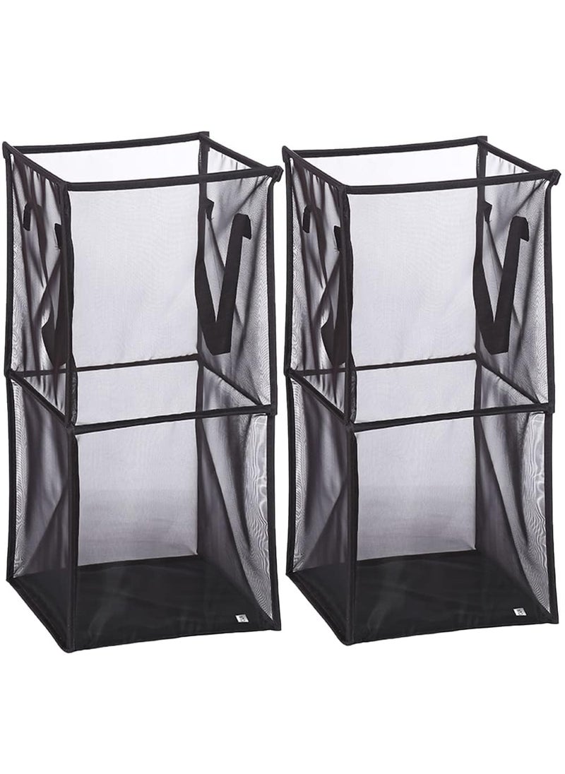 SUNBEET SUNBEET Laundry Hamper Bag with Handles DoubleLayer Collapsible Laundry Basket Foldable Dirty Clothes Mesh Popup Hamper for Washing Storage Kids Room Dorm or Travel PACK OF 2  - Image 1