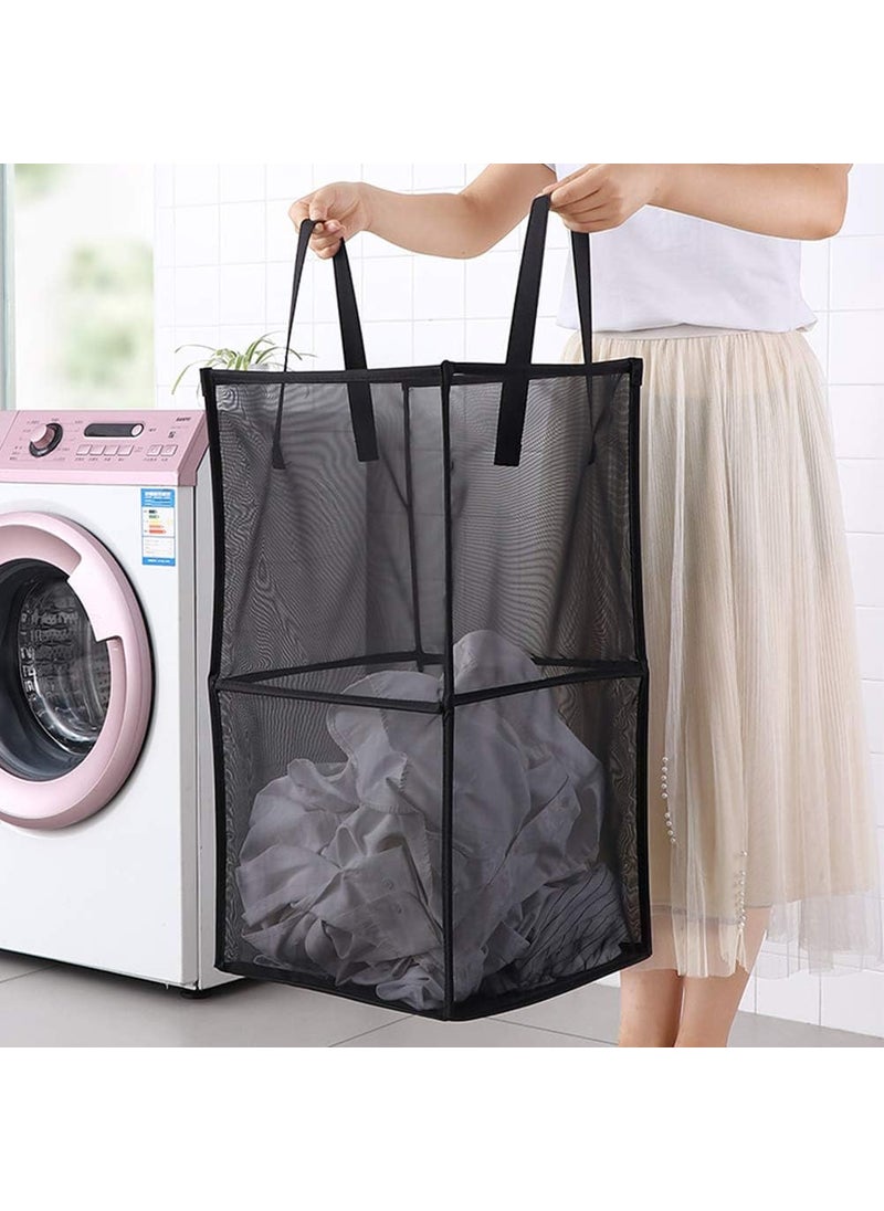 SUNBEET SUNBEET Laundry Hamper Bag with Handles DoubleLayer Collapsible Laundry Basket Foldable Dirty Clothes Mesh Popup Hamper for Washing Storage Kids Room Dorm or Travel PACK OF 2  - Image 4