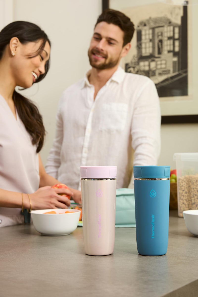 ThermoFlask Travel Coffee Tumbler with Sip-N-Lok Lid - Stainless Steel, Insulated Mug for Coffee, Tea & More - Leak-Proof & Dishwasher-Safe Design - 16 oz, Shaded Teal - Image 4
