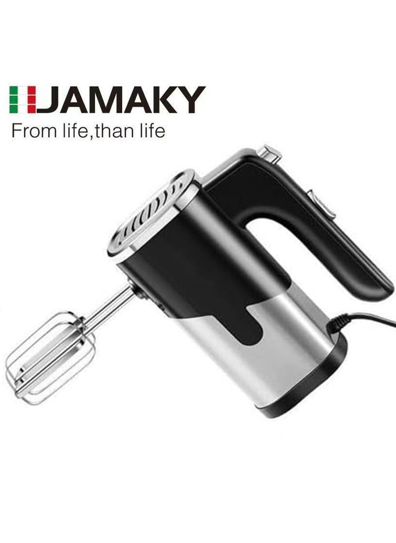 JAMAKY Italy Hand mixer , with Italian technology Stainless Steel, 5 Speeds, 600 Watt, JMK6009, Italian  - Image 1