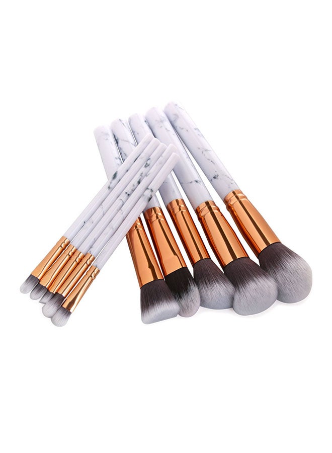10-Piece Makeup Brush Set White/Gold - Image 2