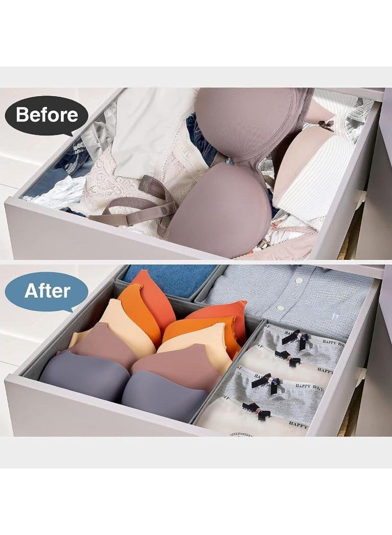 Hanayo 8 Pcs Closet Drawer Organizer Foldable Underwear and Bras Drawer Organizers Non-woven Fabric Storage Box Divider Bins for Bra Socks Underware Ties Clothes (Grey) - Image 3