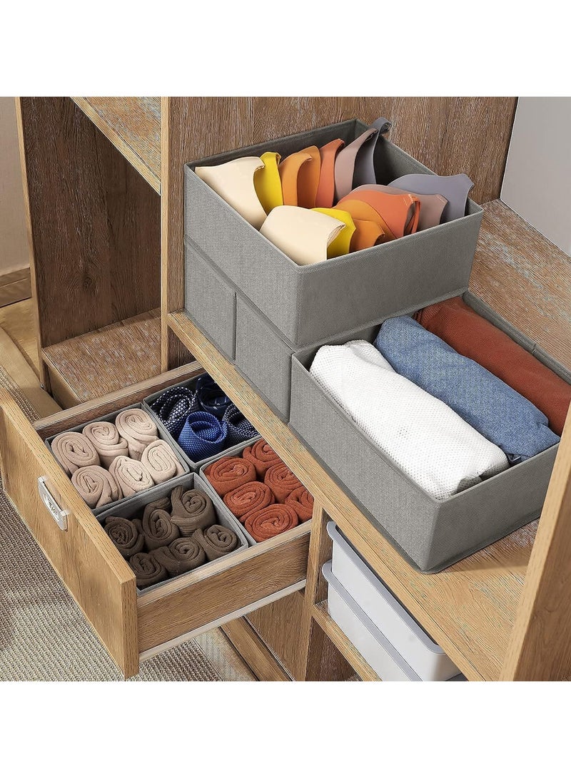 Hanayo 8 Pcs Closet Drawer Organizer Foldable Underwear and Bras Drawer Organizers Non-woven Fabric Storage Box Divider Bins for Bra Socks Underware Ties Clothes (Grey) - Image 4