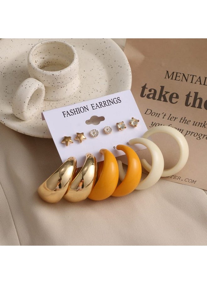 YouBella YouBella Jewellery Combo of 6 Gold Plated Earrings for Girls and Women (Multi-Color) (YBEAR_32937), Medium  - Image 2