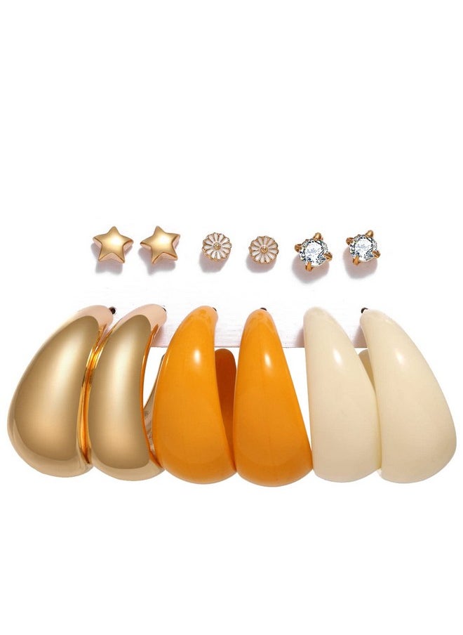 YouBella YouBella Jewellery Combo of 6 Gold Plated Earrings for Girls and Women (Multi-Color) (YBEAR_32937), Medium  - Image 1