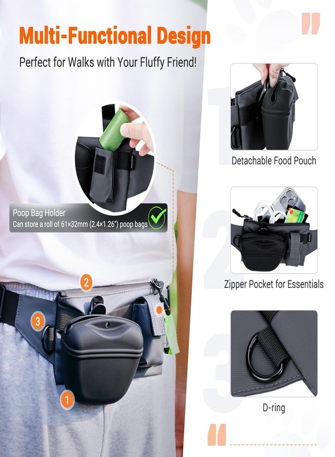 Kiorafoto 2 In 1 Dog Treat Pouch for Training, Upgrade Treat Pouch for leash with Removable Clip on Silicone Treat Bag & Built-in Poop Bag Dispenser,Waist Belt Fanny Pack for Pet Puppy Training Walking Hiking - Image 3