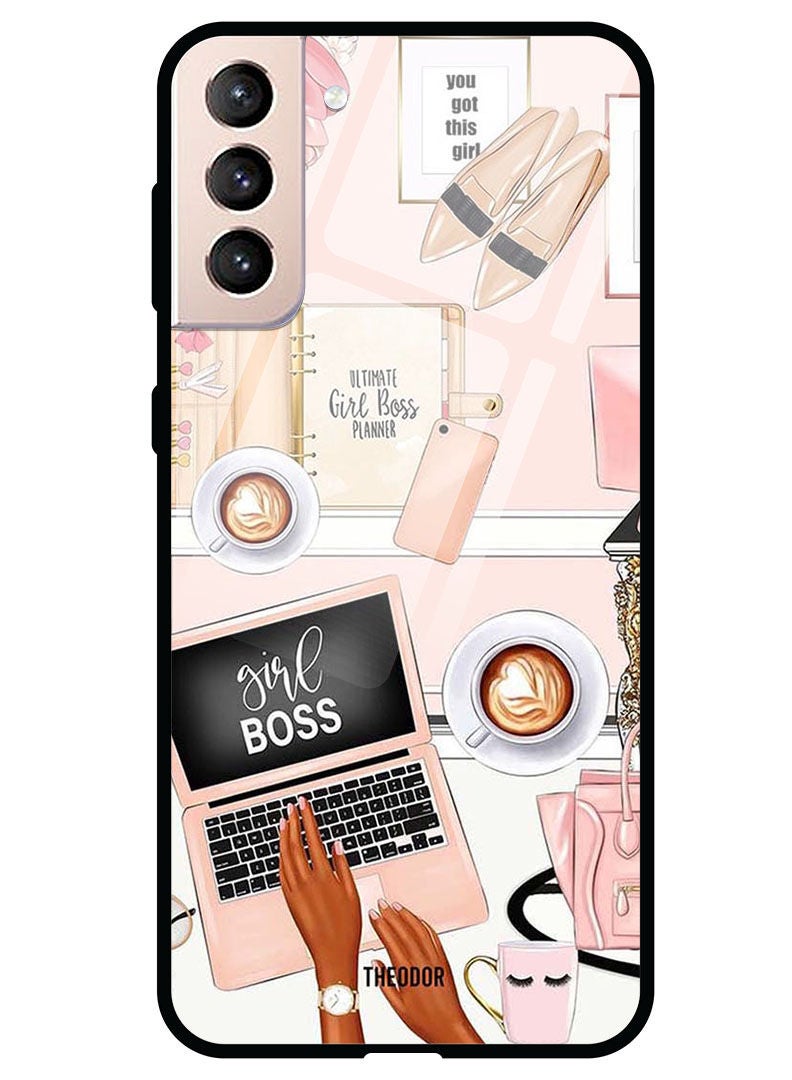 Theodor Protective Tempered Glass Case Cover Samsung Galaxy S21 PLUS  Girl Boss Item - Image 1