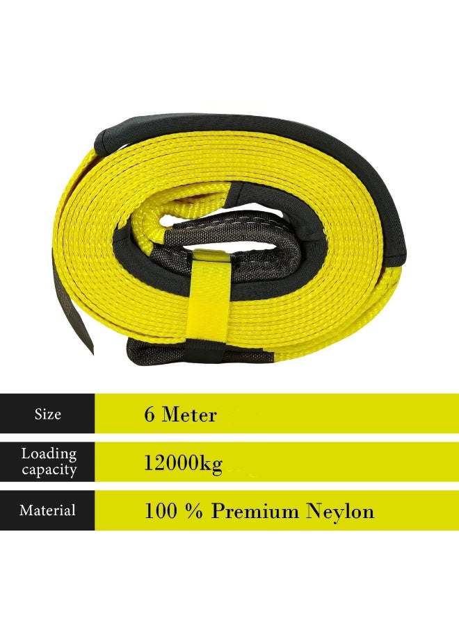 AGC Car Tow Rope Strap 6M 12 Ton Heavy Duty Recovery Strap High Strength Nylon Towing Rope for SUV Truck Off Road Emergency Pull Strap - Image 2