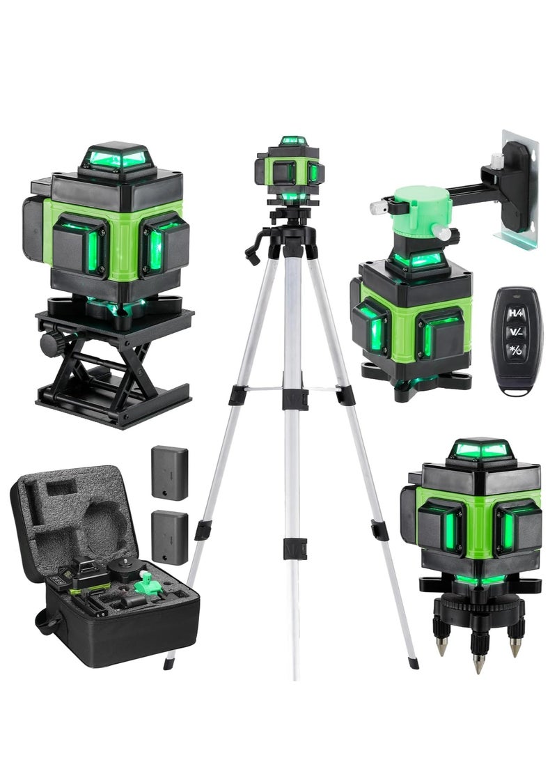 16 Lines 4D Laser Level Horizontal Vertical Line Laser with Tripod, 2400 mAh Battery x 2, with Telescopic Tripod for Laying Floor Tiles, Installation Dividers - Image 1