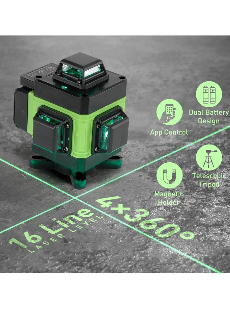 16 Lines 4D Laser Level Horizontal Vertical Line Laser with Tripod, 2400 mAh Battery x 2, with Telescopic Tripod for Laying Floor Tiles, Installation Dividers - Image 2