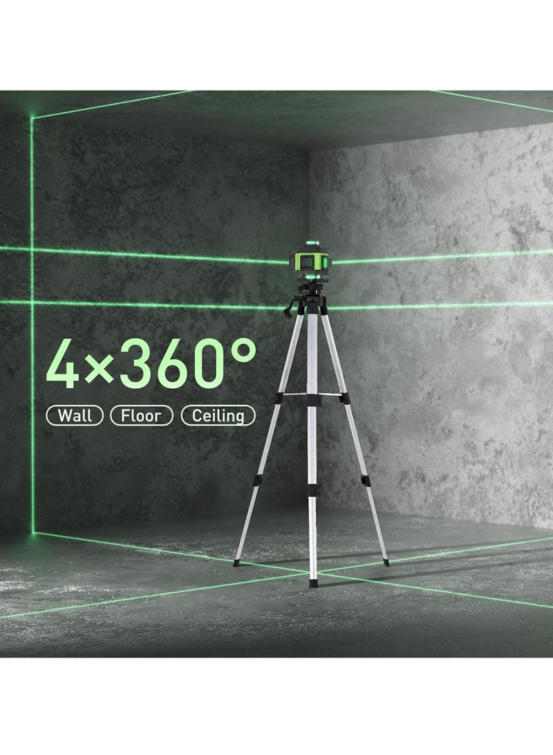 16 Lines 4D Laser Level Horizontal Vertical Line Laser with Tripod, 2400 mAh Battery x 2, with Telescopic Tripod for Laying Floor Tiles, Installation Dividers - Image 3