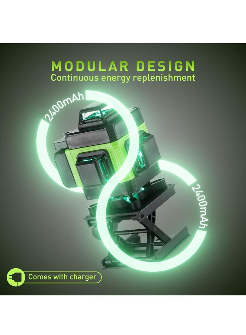 16 Lines 4D Laser Level Horizontal Vertical Line Laser with Tripod, 2400 mAh Battery x 2, with Telescopic Tripod for Laying Floor Tiles, Installation Dividers - Image 5