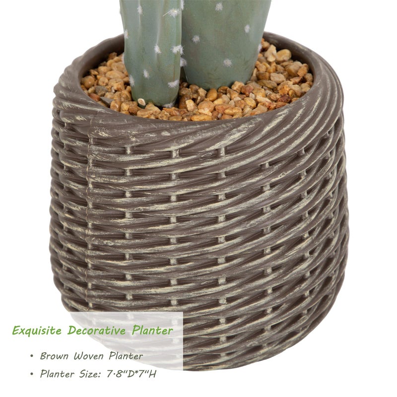 Nafresh UV-Resistant Tall Faux Cactus in Brown Woven Planter,41" Fake Plant with Realistic Pads & Vibrant Fruits,Artificial Cactus Indoor Outdoor for Home Office Living Room Bedroom Foyer Porch Decor - Image 3