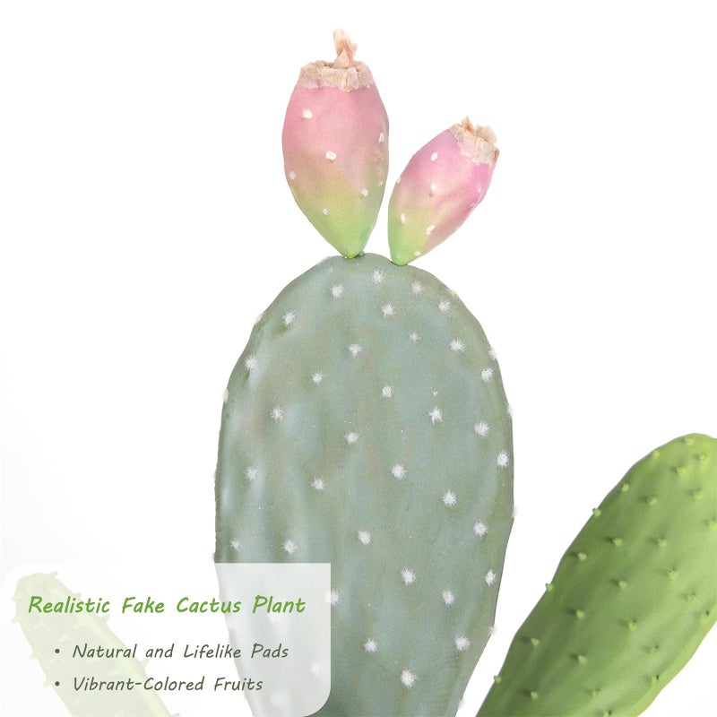 Nafresh UV-Resistant Tall Faux Cactus in Brown Woven Planter,41" Fake Plant with Realistic Pads & Vibrant Fruits,Artificial Cactus Indoor Outdoor for Home Office Living Room Bedroom Foyer Porch Decor - Image 2