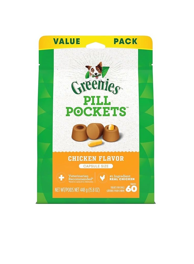 Greenies Pill PockeDogs Capsule Size Natural Soft Dog Treats Chicken Flavor, 15.8 oz.
