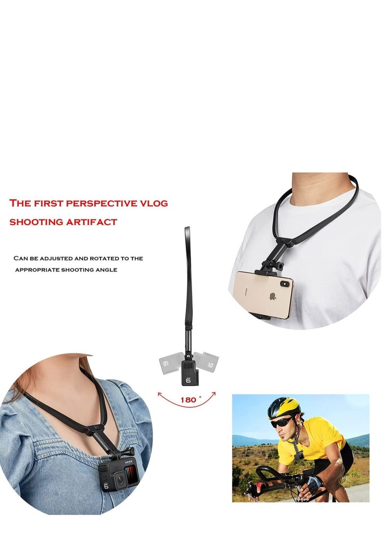 Captaintech Action Camera Neck Holder Mount Bracket for Gopro POV/VLOG, Extendable Selfie Kit, Compatible with MAX Hero, DJI, Coyote, AKASO and Cell Phone Cycling Travel - Image 5