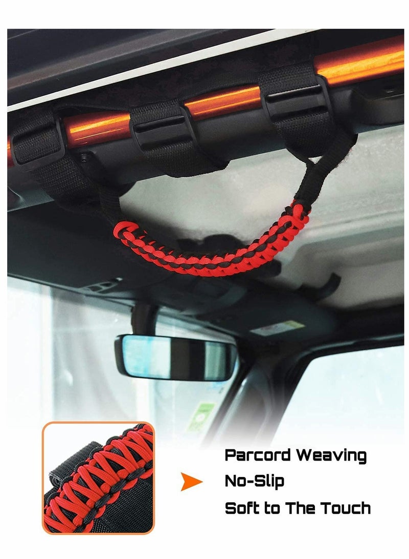 Excefore 4 x Roll Bar Grab Handles Grip Handle for Jeep Wrangler YJ TJ JK JL & Gladiator JT 1987-2021, Interior Accessories, Black & Red - Image 3