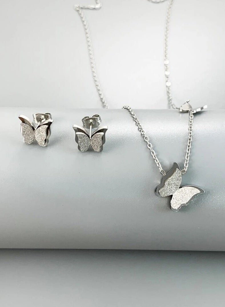 JewelryPalace Silver Plated Stainless Steel Women's Necklace And Earrings Accessories Set - Image 2