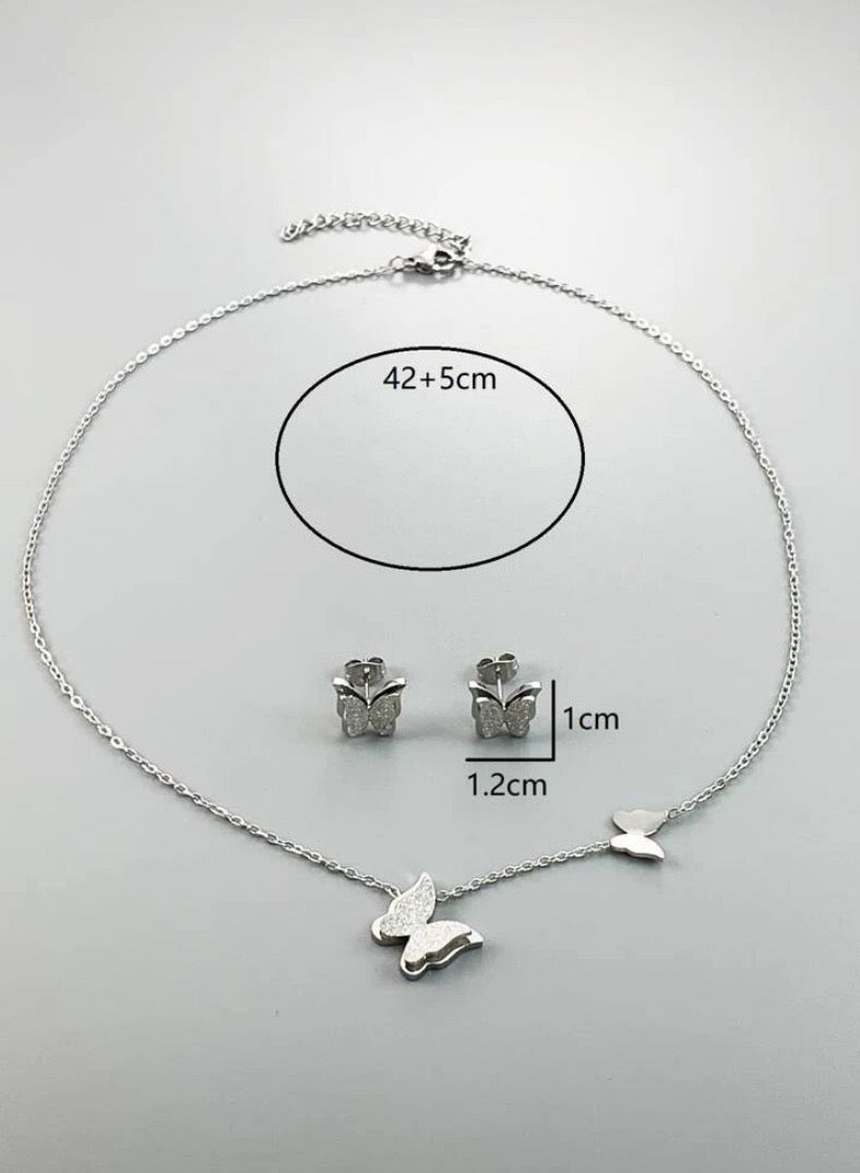JewelryPalace Silver Plated Stainless Steel Women's Necklace And Earrings Accessories Set - Image 5