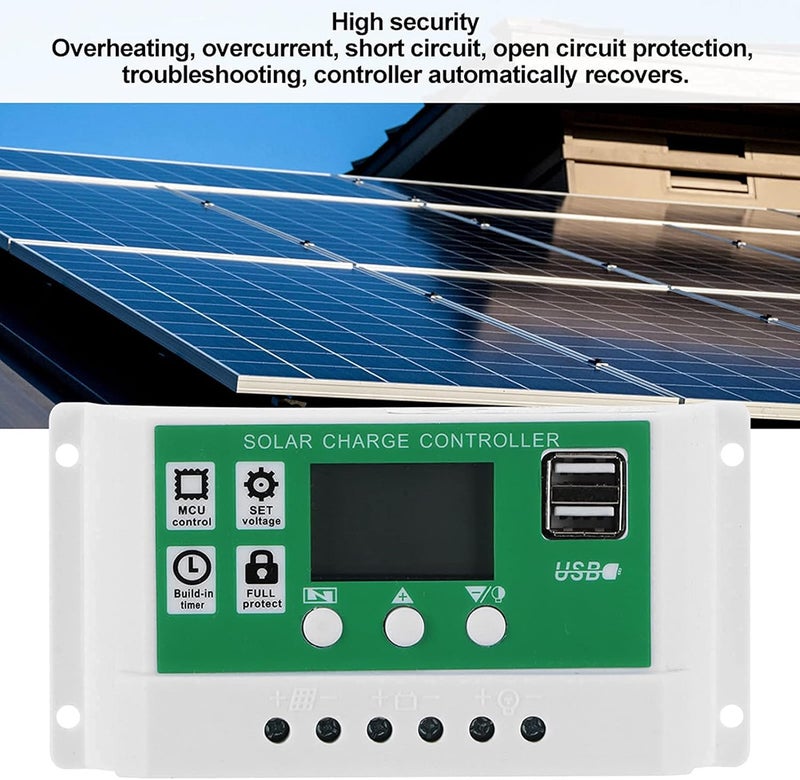 woobles Energy Controller,LCD Solar Charge Controller Adjustable 10A 12V 24V MPPT Charging Regulator Accessory - Image 3