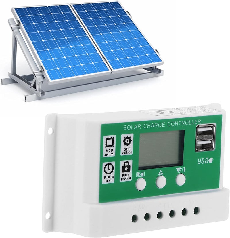 woobles Energy Controller,LCD Solar Charge Controller Adjustable 10A 12V 24V MPPT Charging Regulator Accessory - Image 2