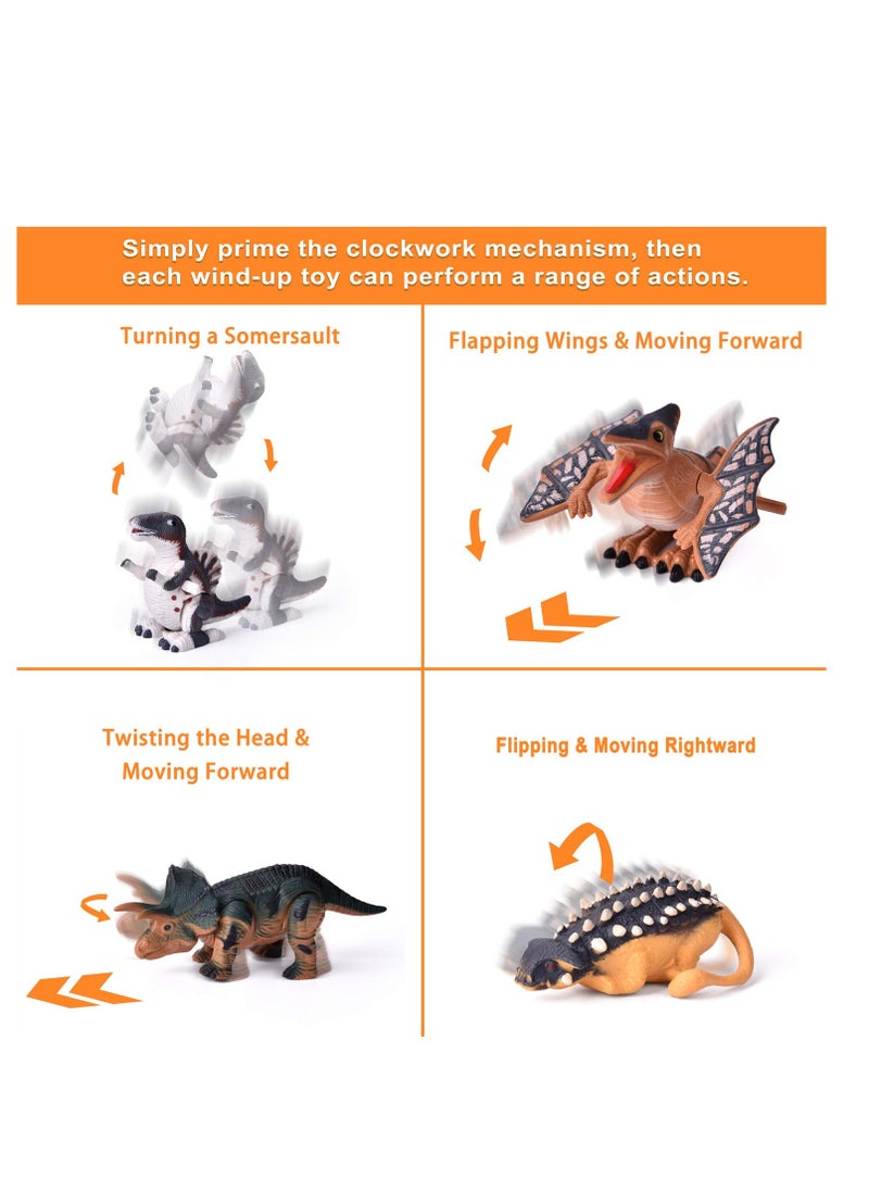 SYOSI - 12 PCS Dinosaur Wind Up Toy for Kids, Toddler Bath Pool Clockwork Animal Toys Bulk Flip Walking Jumping, Dino Theme Birthday Christmas Party Supplies Favors Gifts Stocking Stuffers - Image 1