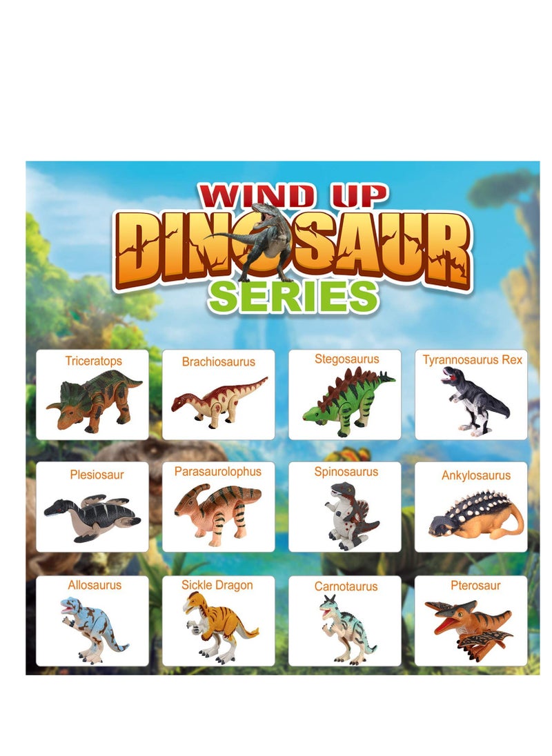 SYOSI - 12 PCS Dinosaur Wind Up Toy for Kids, Toddler Bath Pool Clockwork Animal Toys Bulk Flip Walking Jumping, Dino Theme Birthday Christmas Party Supplies Favors Gifts Stocking Stuffers - Image 1