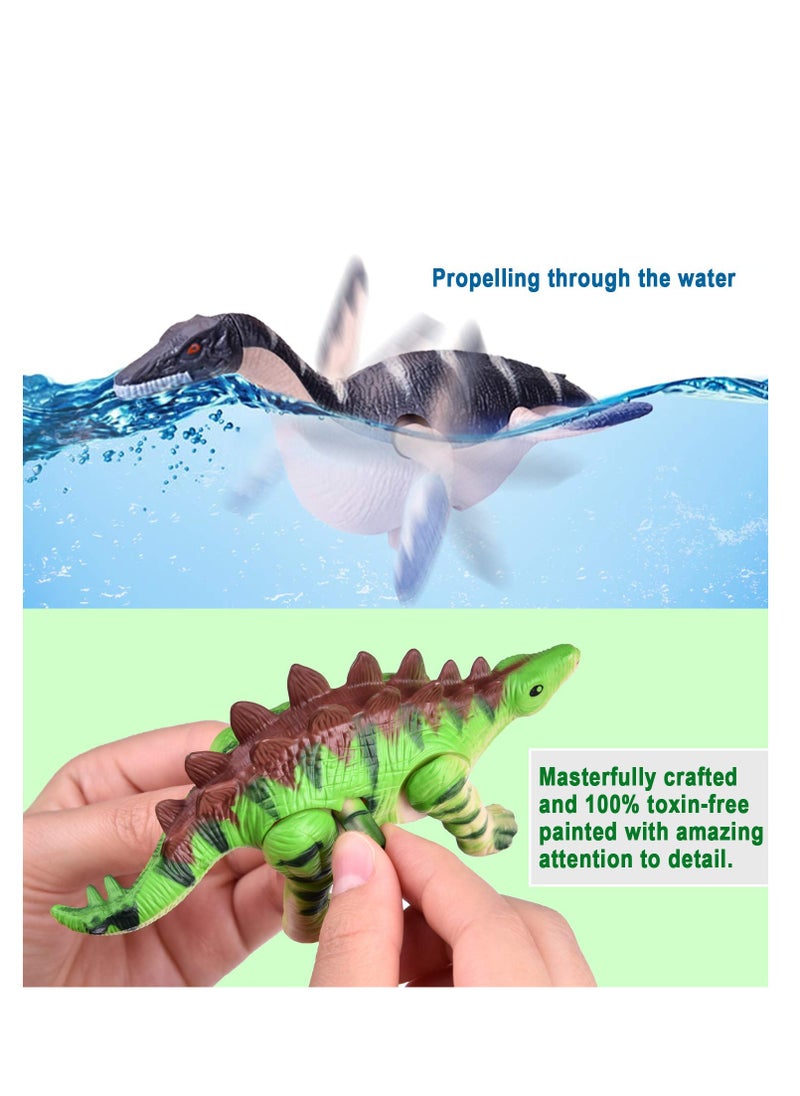 SYOSI - 12 PCS Dinosaur Wind Up Toy for Kids, Toddler Bath Pool Clockwork Animal Toys Bulk Flip Walking Jumping, Dino Theme Birthday Christmas Party Supplies Favors Gifts Stocking Stuffers - Image 1