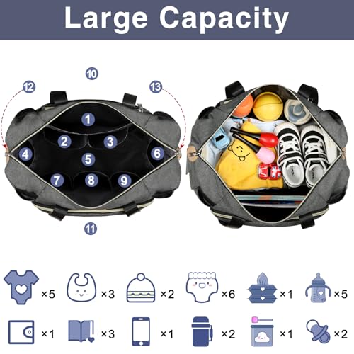 ITIEZY Diaper Bag Tote for Baby 7Pcs - Large Mommy Bag with Portable Changing Pad, Pacifier Case and Organizer Pouches, Multifunctional Hospital Bags for Labor and Delivery Travel Baby Bag for Boy Girl - Image 4