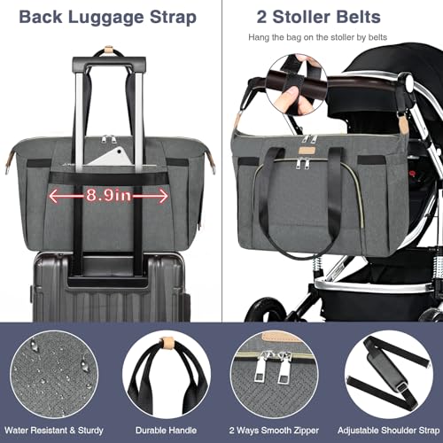 ITIEZY Diaper Bag Tote for Baby 7Pcs - Large Mommy Bag with Portable Changing Pad, Pacifier Case and Organizer Pouches, Multifunctional Hospital Bags for Labor and Delivery Travel Baby Bag for Boy Girl - Image 5