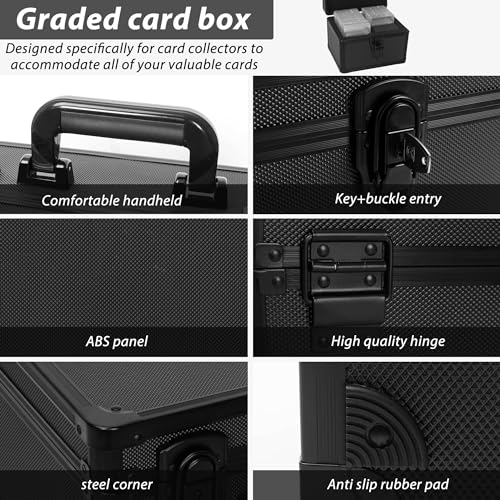 OUUTMEE Graded Card Case - Aluminum Alloy Graded Card Storage Box Compatible with 100 Card Slabs - the Sports Trading Card Case Fits PSA, CSG, BGS and Top Loaders - Image 4