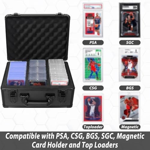 OUUTMEE Graded Card Case - Aluminum Alloy Graded Card Storage Box Compatible with 100 Card Slabs - the Sports Trading Card Case Fits PSA, CSG, BGS and Top Loaders - Image 3
