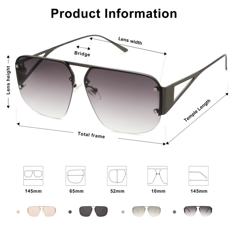 SOJOS Trendy Aviator Sunglasses Mens Womens Retro Metal Rimless Frame Shades Lentes De Sol Para Mujer SJ1192 Grey - Image 5