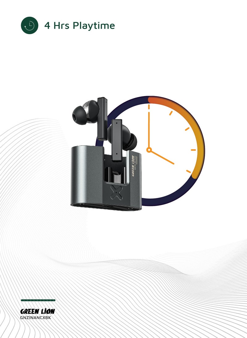 GREEN LION Earbuds ZINC X Metal TWS with ANC / High-Definition Microphone / 25dB Noise Reduction / ANC TWS / Perfect for Travel/ Work or Relaxation/ Stable and Uninterrupted Audio Streaming - Black - Image 5