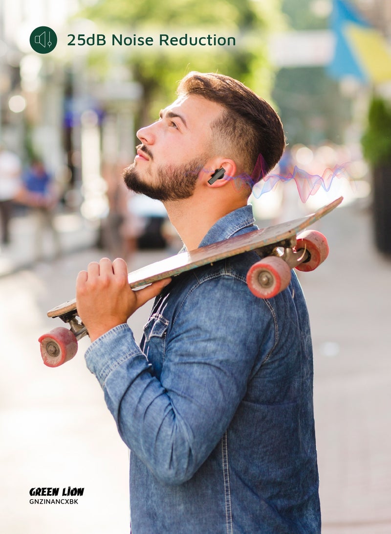 GREEN LION Earbuds ZINC X Metal TWS with ANC / High-Definition Microphone / 25dB Noise Reduction / ANC TWS / Perfect for Travel/ Work or Relaxation/ Stable and Uninterrupted Audio Streaming - Black - Image 3