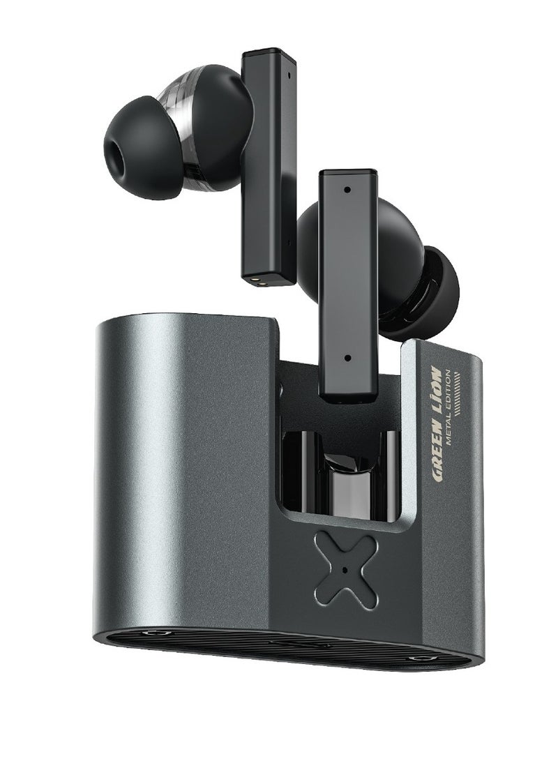GREEN LION Earbuds ZINC X Metal TWS with ANC / High-Definition Microphone / 25dB Noise Reduction / ANC TWS / Perfect for Travel/ Work or Relaxation/ Stable and Uninterrupted Audio Streaming - Black - Image 1