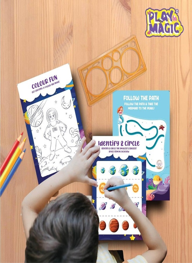 PlayMagic BrainActiv Kaleidoscope Making DIY Kit for Kids 3+| Magical Pattern Creation Kit |2 Kaleidoscopes, Scratch Sheets, 8 Activity Sheets |Educational Birthday Gift for Kids-Sea & Space Adventure - Image 2