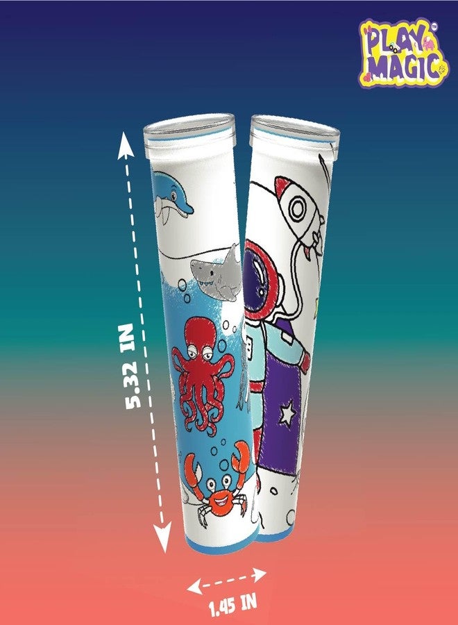 PlayMagic BrainActiv Kaleidoscope Making DIY Kit for Kids 3+| Magical Pattern Creation Kit |2 Kaleidoscopes, Scratch Sheets, 8 Activity Sheets |Educational Birthday Gift for Kids-Sea & Space Adventure - Image 4