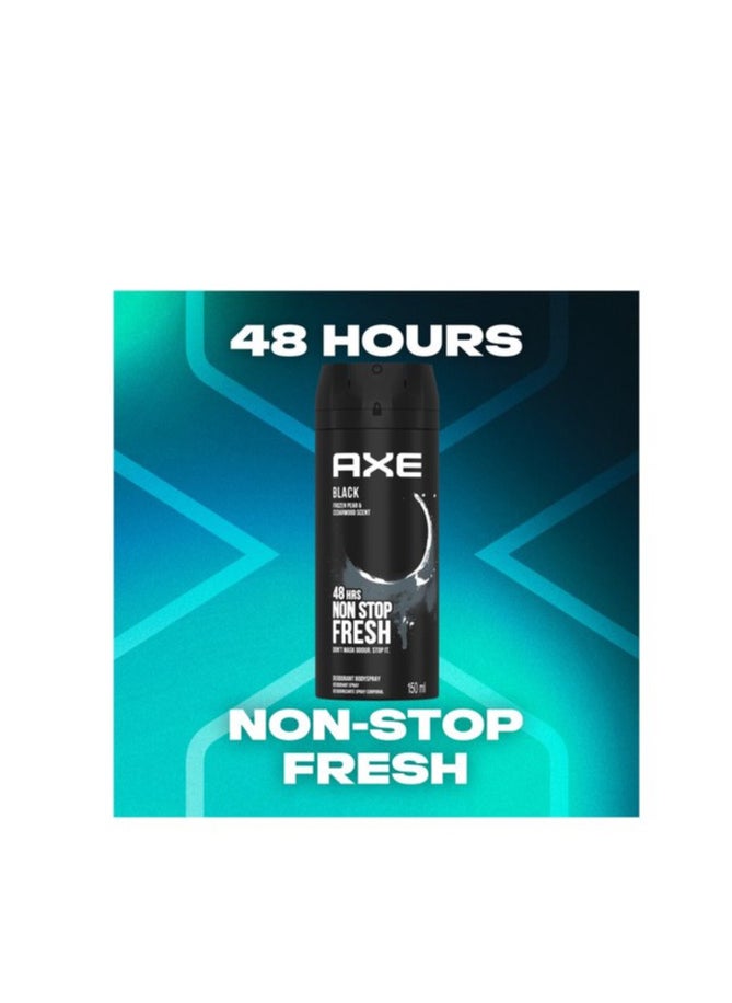 Axe - Pack Of 3 Axe Black Frozen Pear and Cedarwood Scent Deodorant Body spray 150ml - Image 1